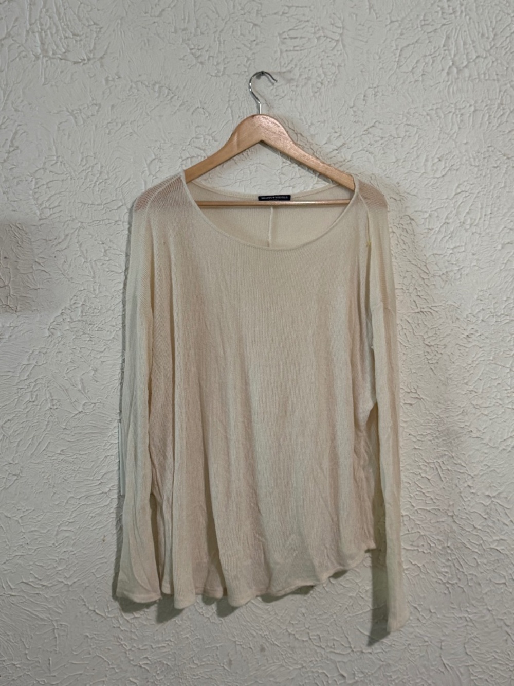 Brandy Melville Cream Lightweight Knit Long Sleeve Top One Size